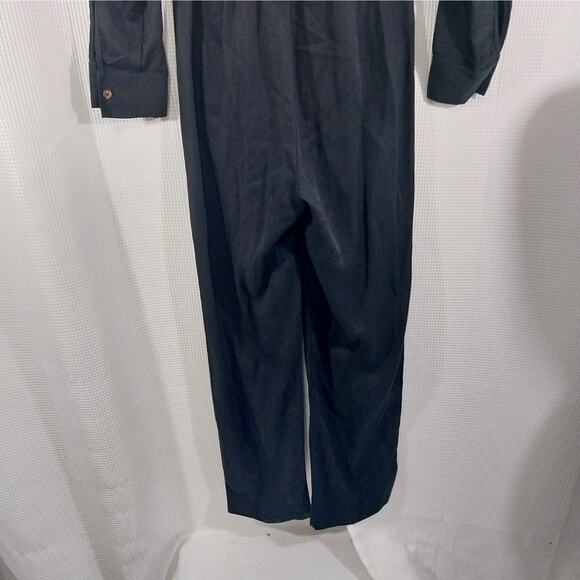 LOFT! RICH BLACK ONE PIECE BUTTON FRONT, BELTED JUMPSUIT, ONESIE, ROMPER! SZ 0 - Picture 8 of 11